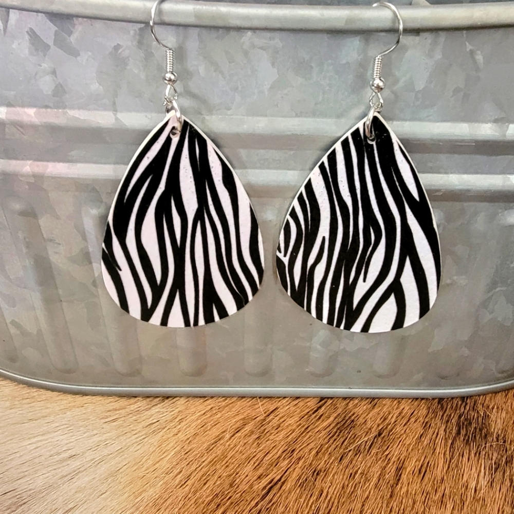 Faux leather teardrop earrings